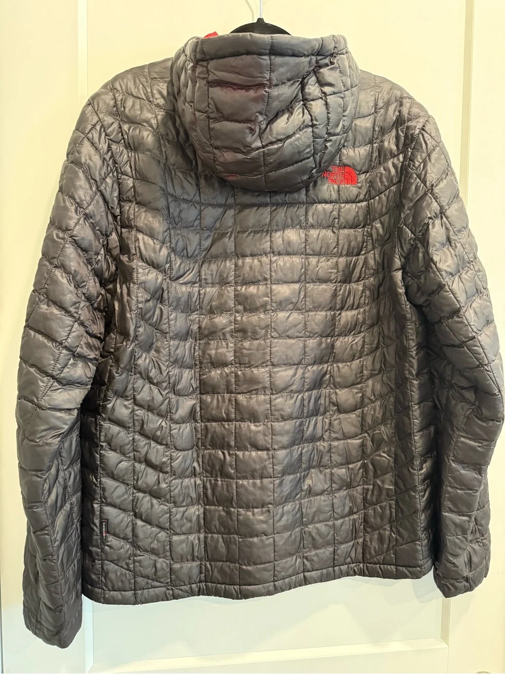 The North Face Men's Black ThermoBall Quilted Insulated Puffer with Red Accents